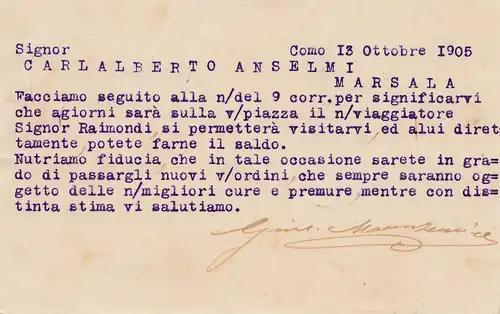 Italien:1905: Como nach Marsala