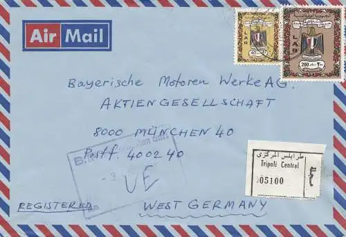 Libyen: 1977: Air Mail Tripoli nach München