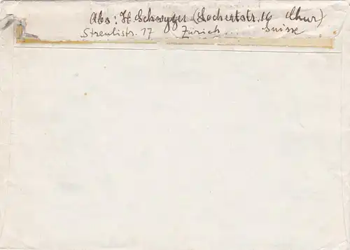 Suisse: Lettre d'information de Chr 1944 au Brésil, Retour Transport postal