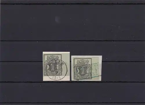 Hanovre: 2x Mi Nr. 2a 1851, cacheté Celle et Peine