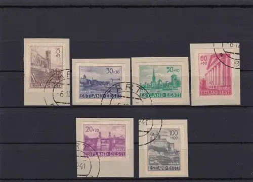 Estland MiNr. 4/9U, gestempelt, Briefstücke
