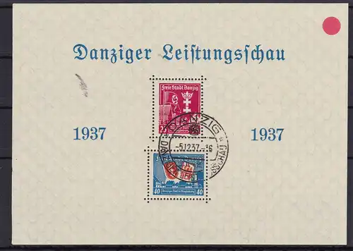 Danzig MiNr. Block 3I, SST 1937,einwandfrei
