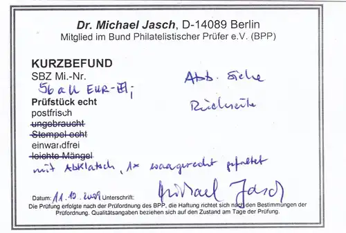 SBZ: Ost-Sachsen: MiNr. 56aU, postfrisch, Befund, Viererblock