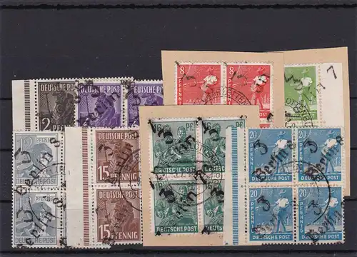 SBZ: Marques de marquage à la main ex 166I/181I, blocs à quatre feuilles, testés