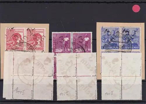 SBZ: Marques de marquage à la main ex 166I/181I, blocs à quatre feuilles, testés