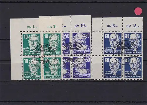 SBZ: Min° 215, 224, 226, Eckrand VB, cachet de l'expédition Berlin, non plié