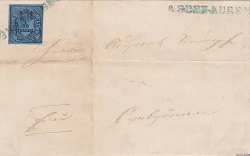 Oldenburg Brief MiNr. 2IIIm Type III, Abbehausen nach Ovelgönne, signiert
