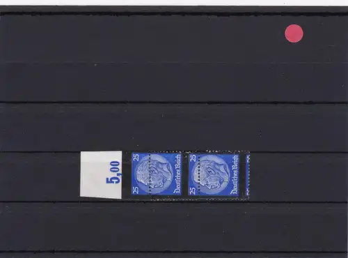 DR: MiNr. 553; Zähnung stark versetzt, Oberrandpaar, Hindenburg Trauer, *