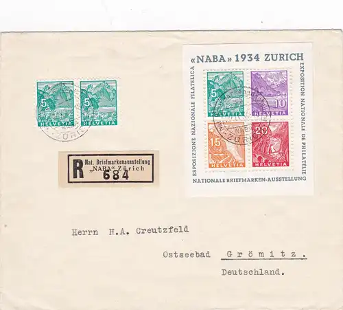 Schweiz: NABA Block, mit ZF auf FDC mit ESST Zürich
