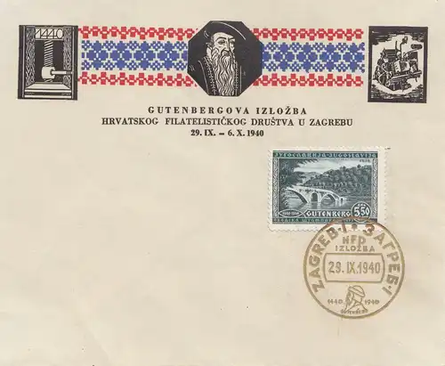 Yougoslavie: Zagreb Filatelistickog 1940 - Gutenbergova