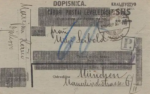 Yougoslavie: 1930 Dopisnica à Munich