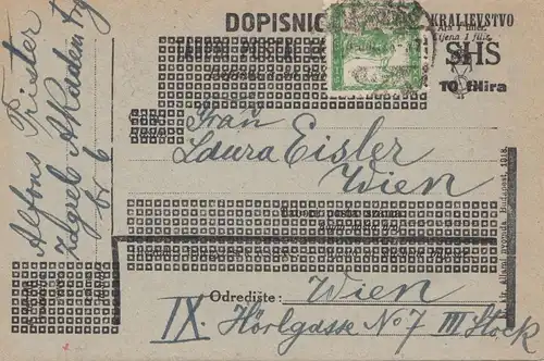 Jugoslawien: Karte  P37 von Zagreb nach Wien