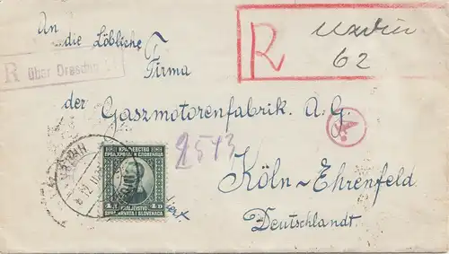 Yougoslavie: 1923: Enregistré pour Cologne - usine de moteurs à gaz