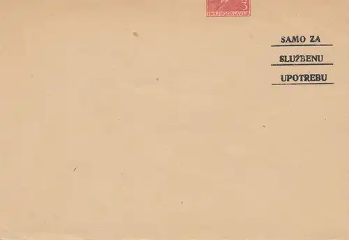 Jugoslawien: Ganzsachenumschlag: VERDRUCKT