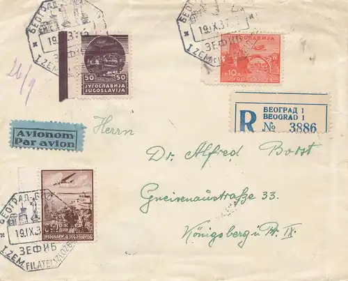Yougoslavie: 1937: Lettre recommandé Beograd à Königsberg