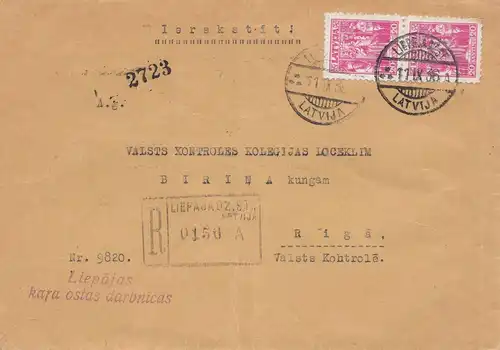 Lettland: 1936: Einschreiben nach Riga
