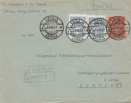 Lettland: 1927: Liepaja nach Berlin - Einschreiben