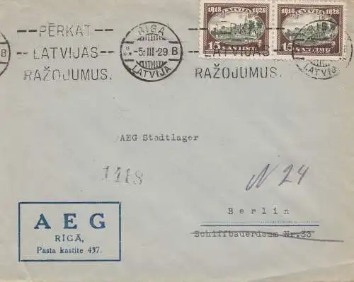 Lettland: 1929 AEG Riga nach Berlin