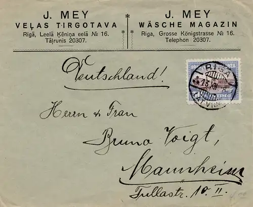 Lettonie: 1928: Riga vers Mannheim - Laver Magazine Mey
