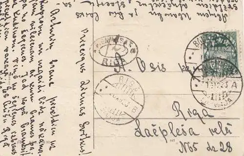 Lettland: 1923: Weihnachtskarte Baltinowa nach Riga