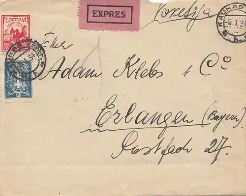 Litauen: 1934: Express Kaunas nach Erlangen