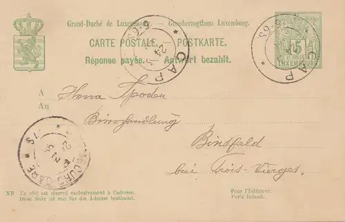 Luxembourg: 1899: réponse complète de Cap