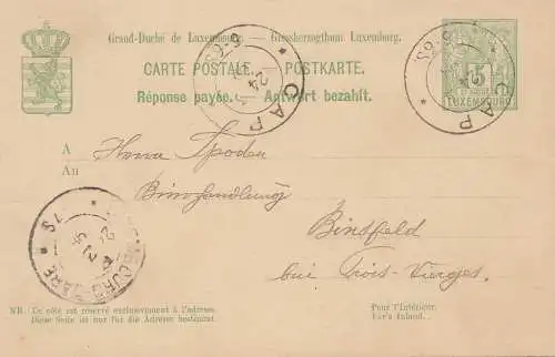 Luxembourg: 1899: réponse complète de Cap