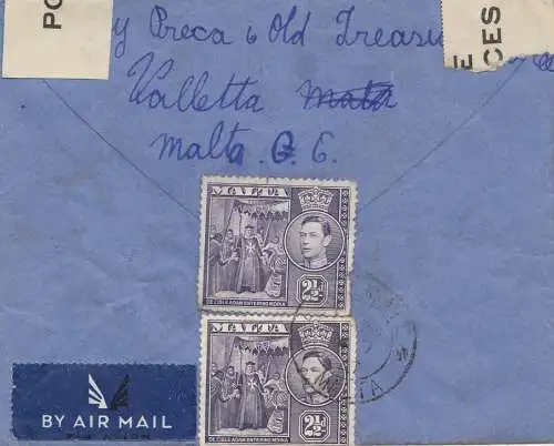 Malte: Lettre en tant qu'Air Mail en Angleterre