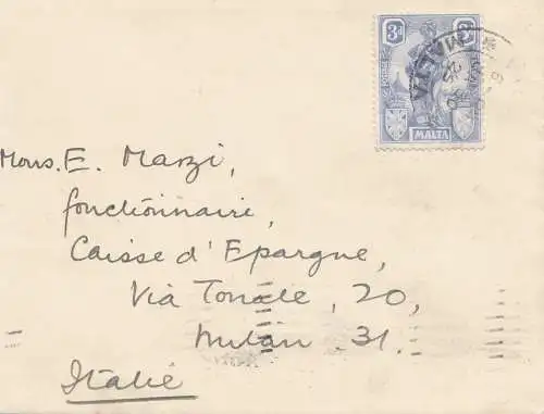 Malta: 1925 Brief nach Italien