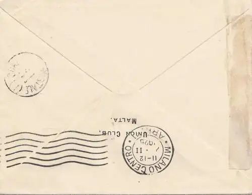 Malte: Lettre en Italie en 1925.