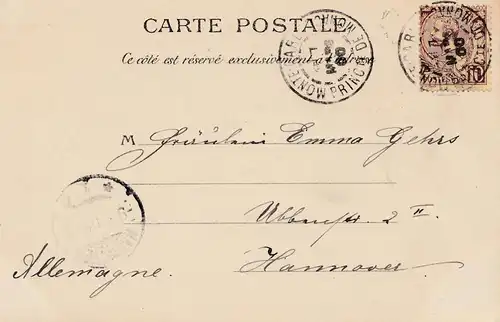 Monaco: 1900: Ansichtskarte nach Hannover