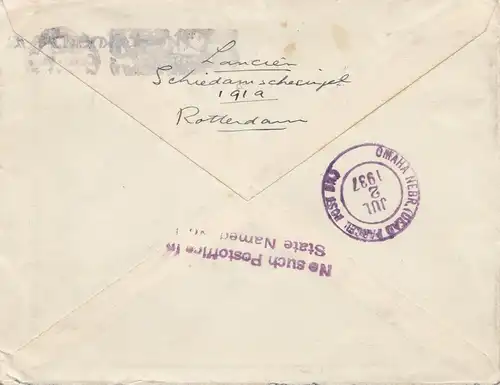 Pays-Bas: 1937: Rotterdam-UK: Return to writer