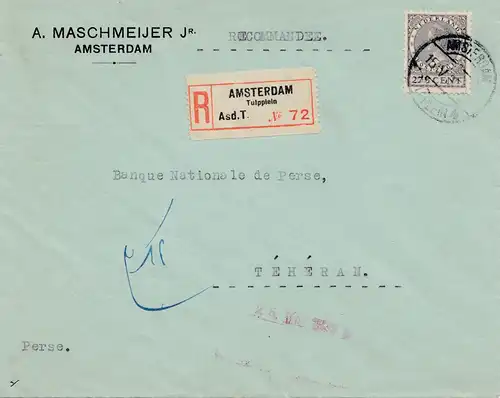 Pays-Bas: 1935: Enregistrer Amsterdam à Téhéran - Bank National