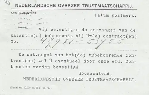 Pays-Bas: 1916: S'Gravenhage vers Rotterdam, Perfin