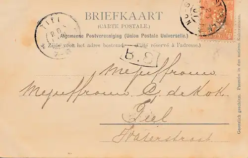 Pays-Bas: 1901: carte de vue Amsterdam - Perfin