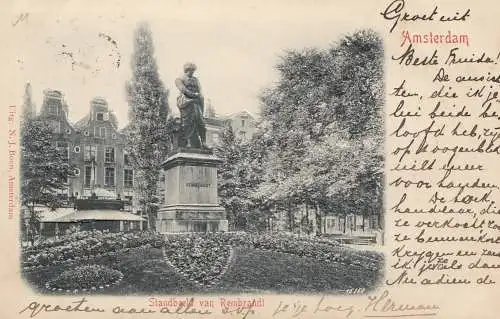 Pays-Bas: 1901: carte de vue Amsterdam - Perfin