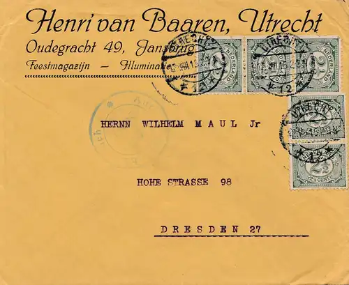 Niederlande: 1915: Utrecht nach Dresden  - Zensur
