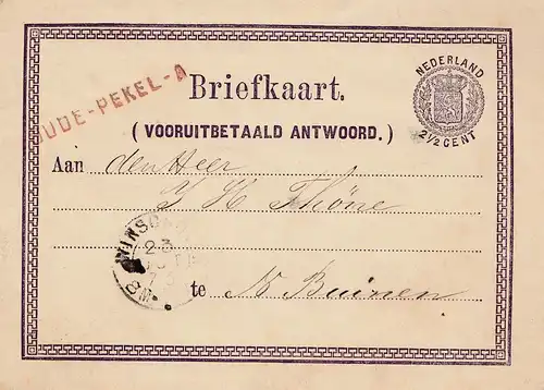 Niederlande: 1873: Ganzsache - Briefkaart 