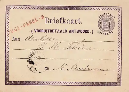 Pays-Bas: 1873: entier - Briefkaart