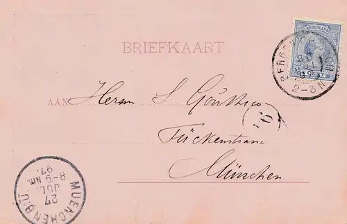 Niederlande: 1897: Briefkaart Bergen nach München