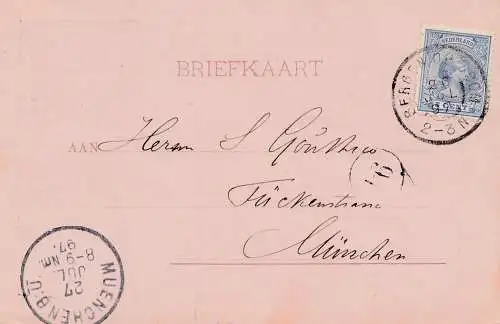 Pays-Bas: 1897: Briefkaart Bergen vers Munich