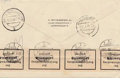 Niederlande: 1938: Einschreiben Amsterdam -Hannover - Devisenüberwachung