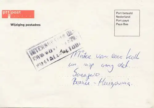 Pays-Bas: 1992: Wijziging postadres