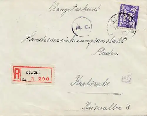 Niederlande: 1943: Einschreiben Delfzul nacah Karlsruhe - OKW Zensur