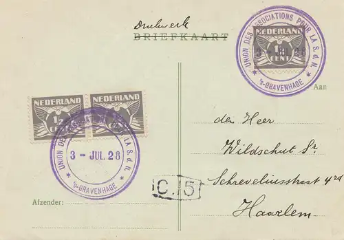 Niederlande: 1928: Gravenhage nach Haarlem, Union pour la S.d.N.