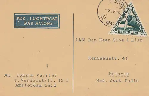 Pays-Bas: 1937: Aéroport Amsterdam vers Batavia/India