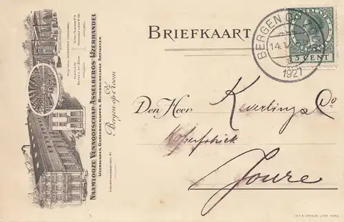 Niederlande: 1927: Bergen Briefkaart