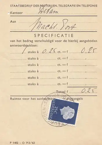Niederlande: Staatsbedrijf der Posterijen, Telegrafie en Telefonie