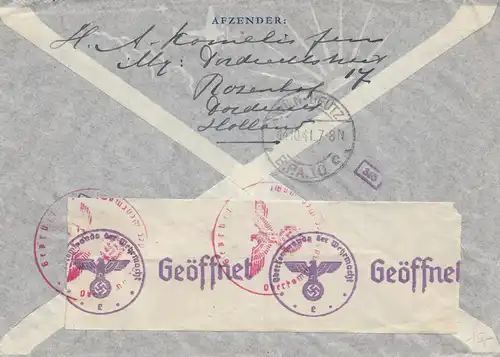 Pays-Bas: 1941: Poste aérien vers les États-Unis: OCW censure