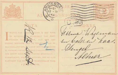 Pays-Bas: 1920: Haarlem-Ganzkasse 5x Adreswijziging